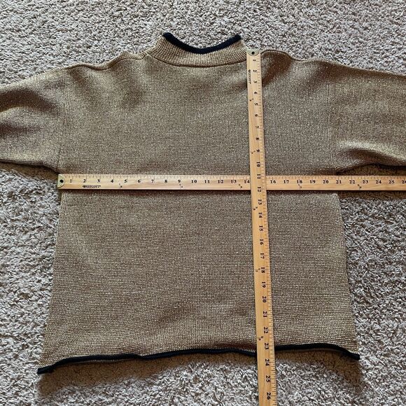 Vintage Sweater Womens Size Medium M Gold Metallic Knit Party Cocktail Mock Neck - Picture 10 of 12